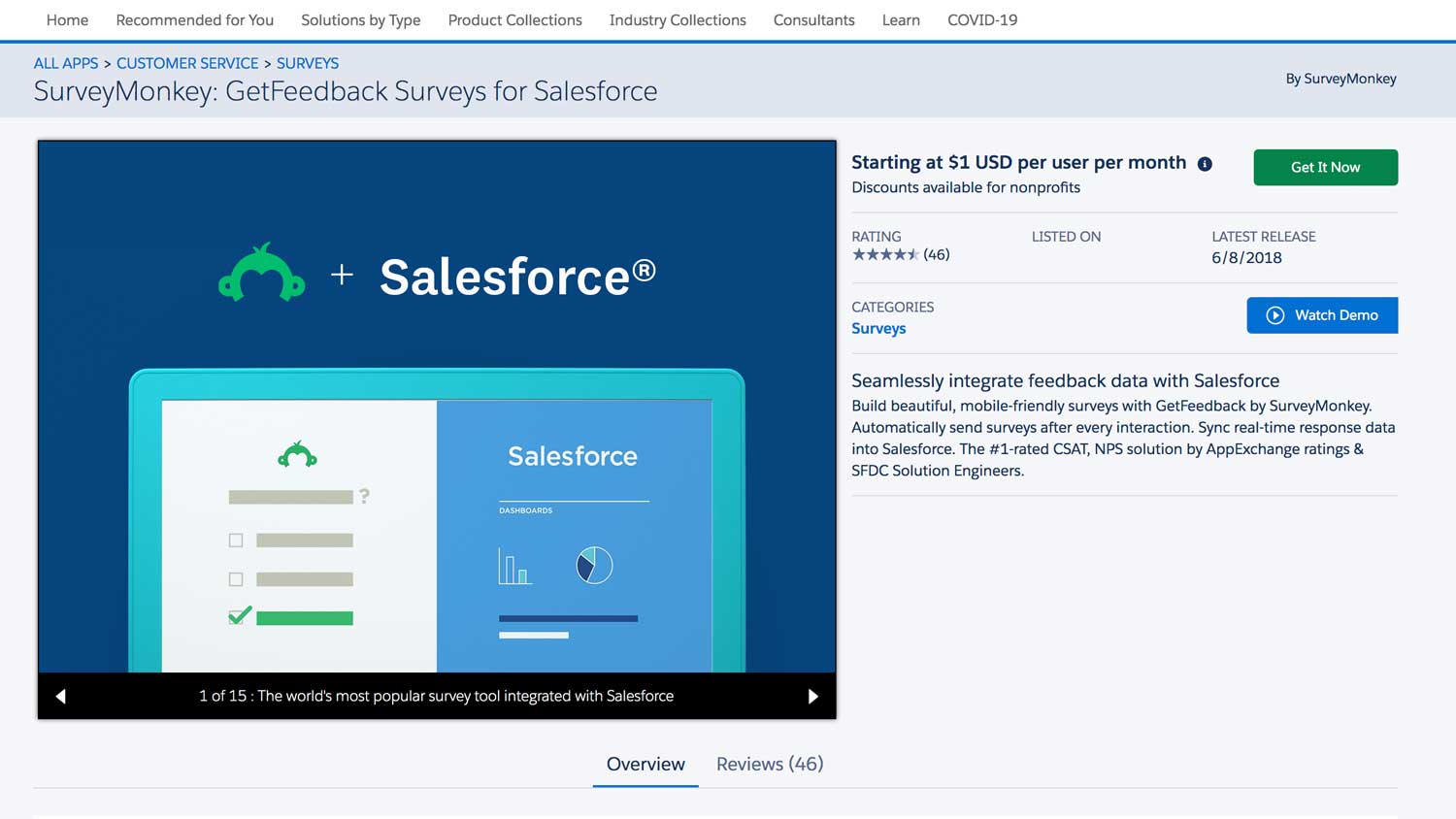 salesforce app marketplace survey monkey feedback