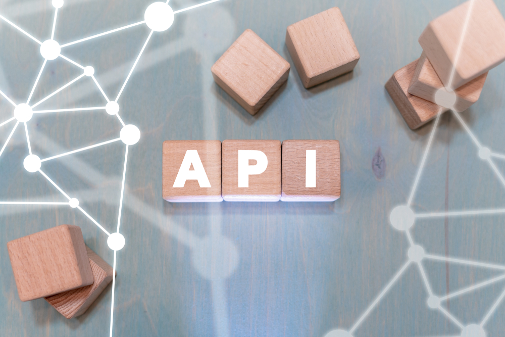 API integration building concept with blocks