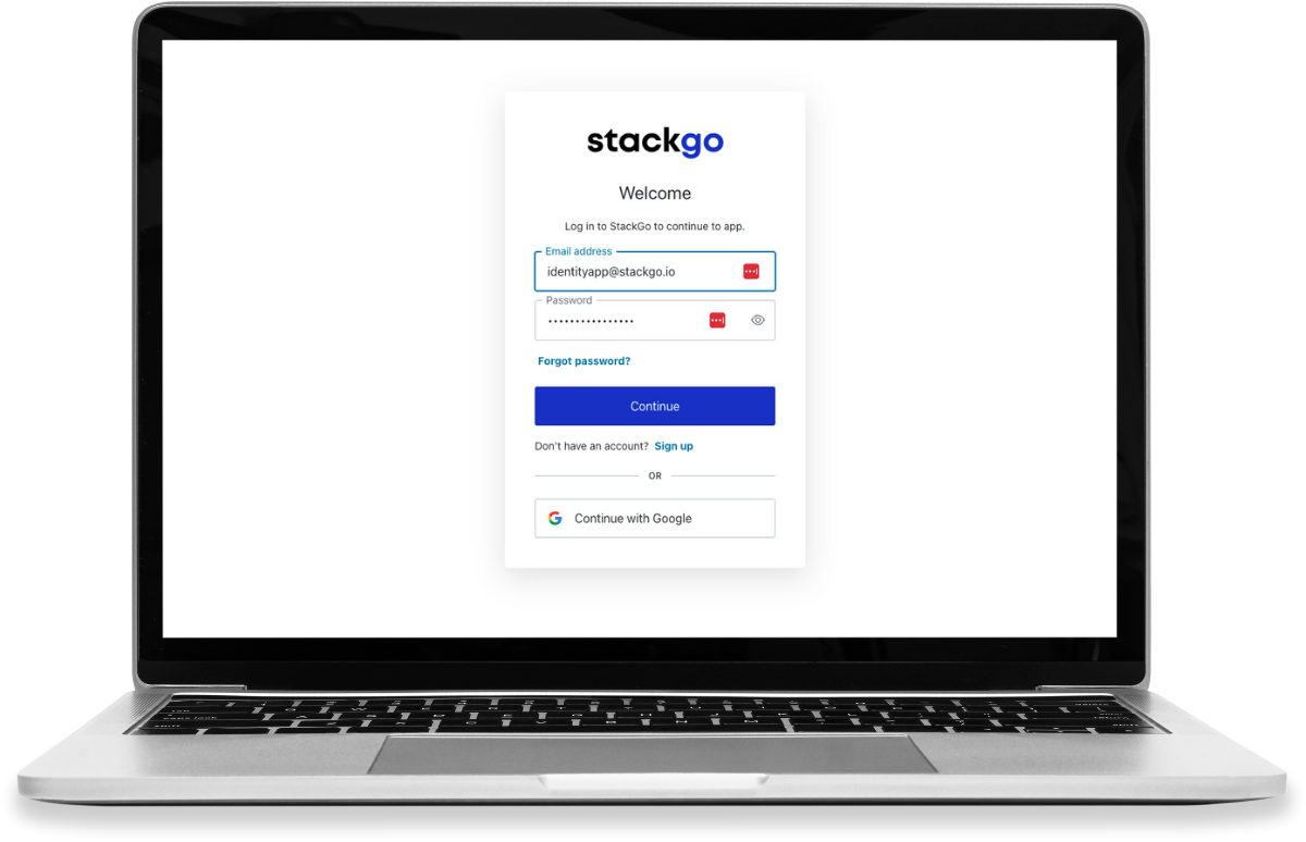 Sign up for Stackgo